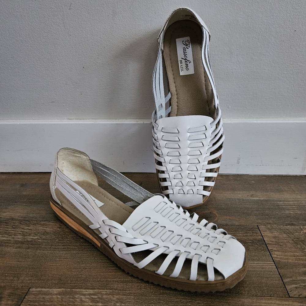 White Leather Women Sandals